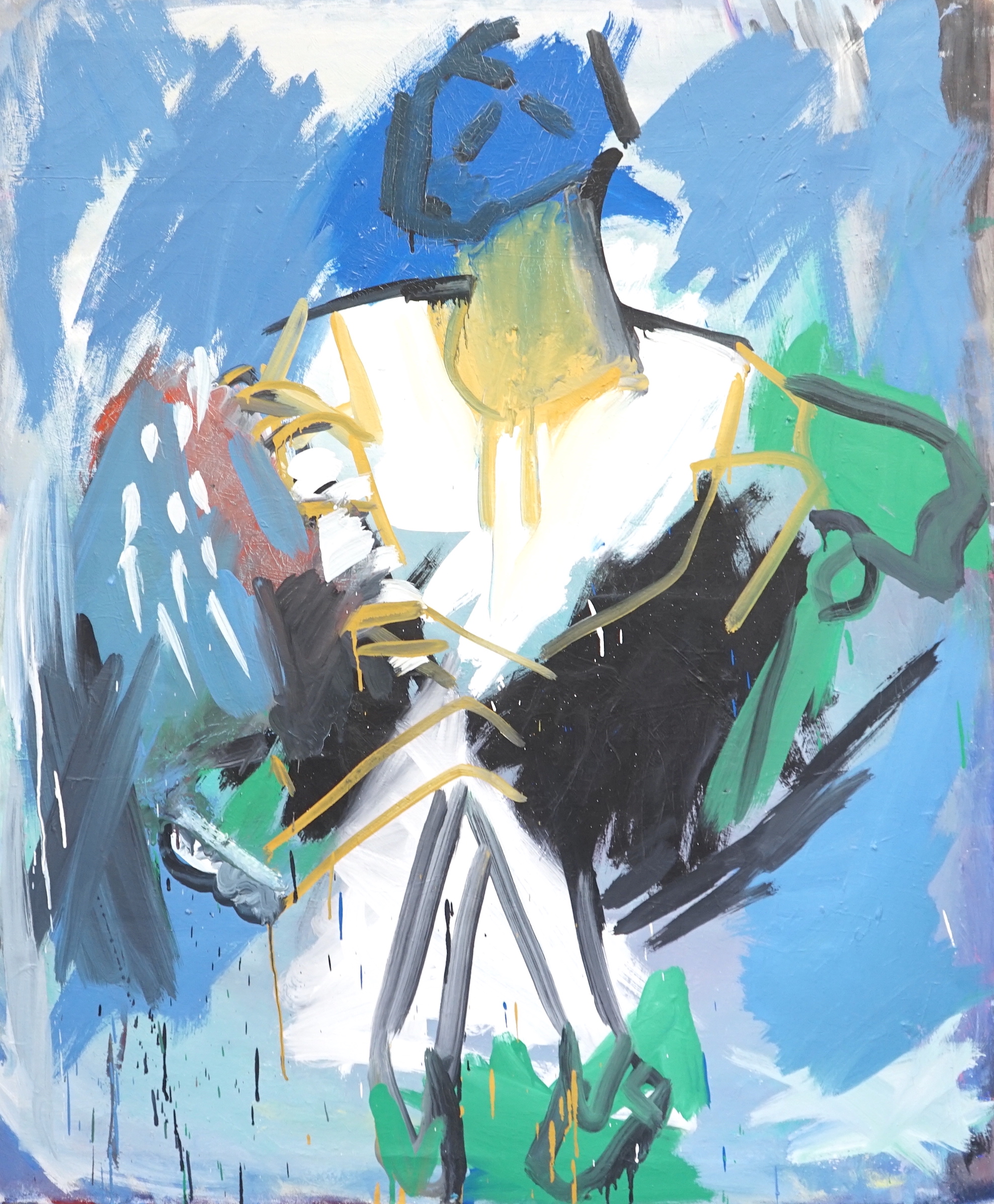 Kay Tarry, oil on canvas, abstract composition, study of a figure, 102cm x 84cm